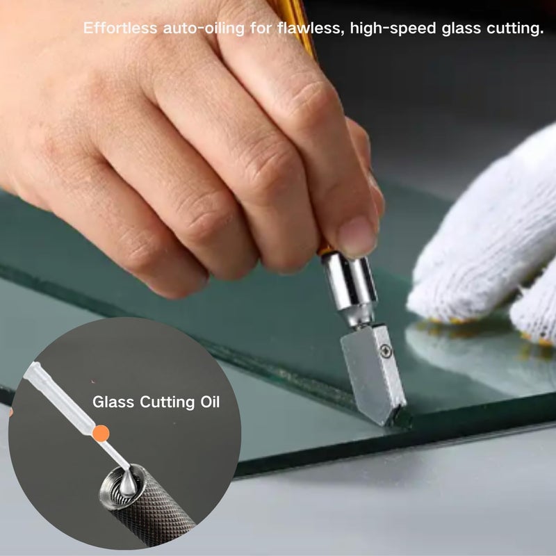 dmsphd Glass Cutter 2mm-20mm, Upgrade Glass Cutting Tool with Glass Cutting Oil, Pencil Style Oil Feed Carbide Tip Glass Cutter for Tiles/Mosaic/Mirror. (Glass Oil Cutter) - Image 2